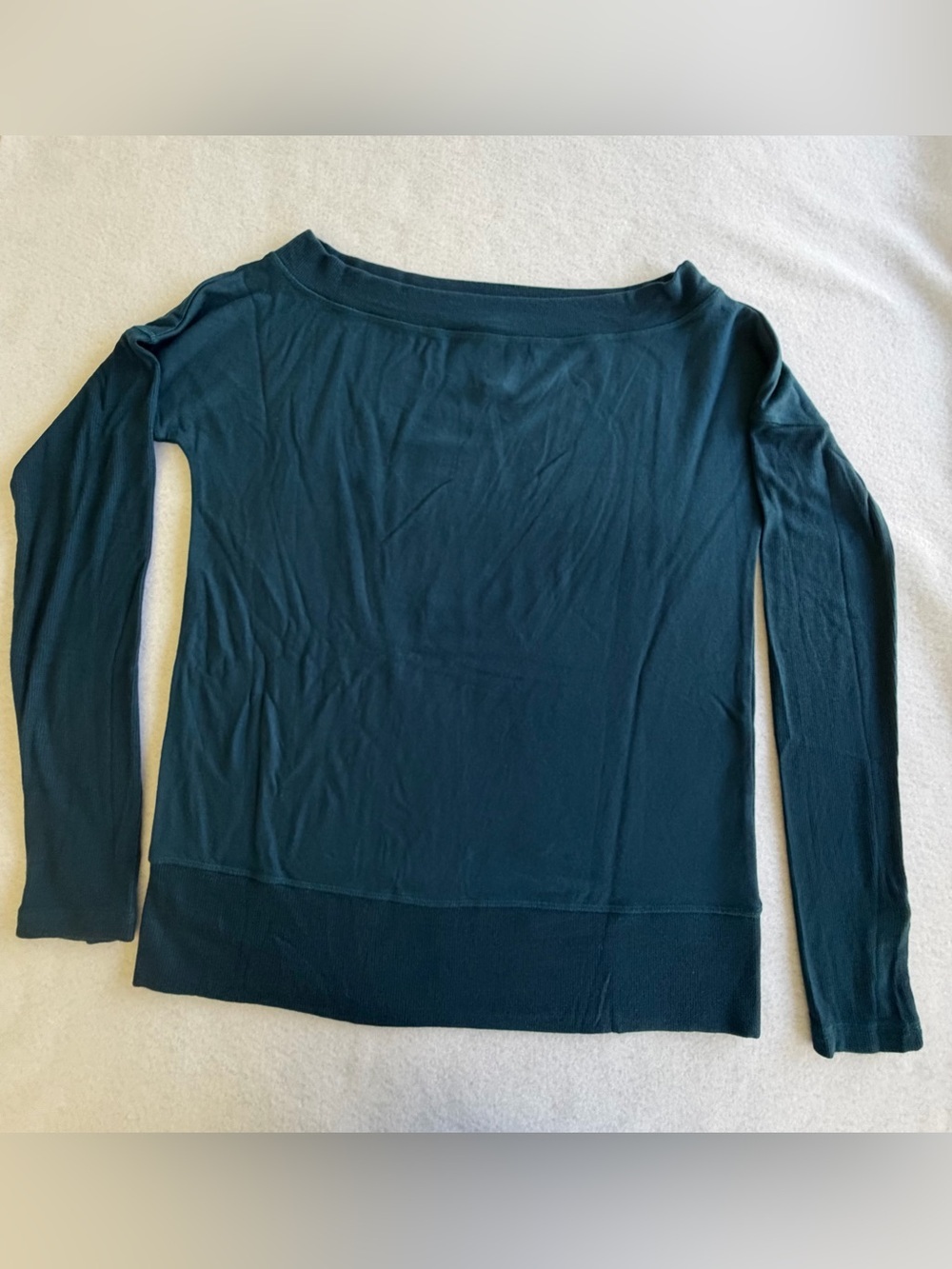 Athleta Teal Long-Sleeve Boatneck Sweatshirt